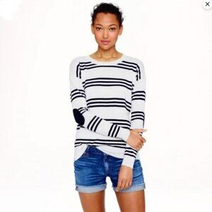 J.Crew Merino Wool Striped Elbow Patch Sweater Size XL